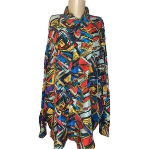 Vintage 90s Sub Studio Silk Abstract Blouse